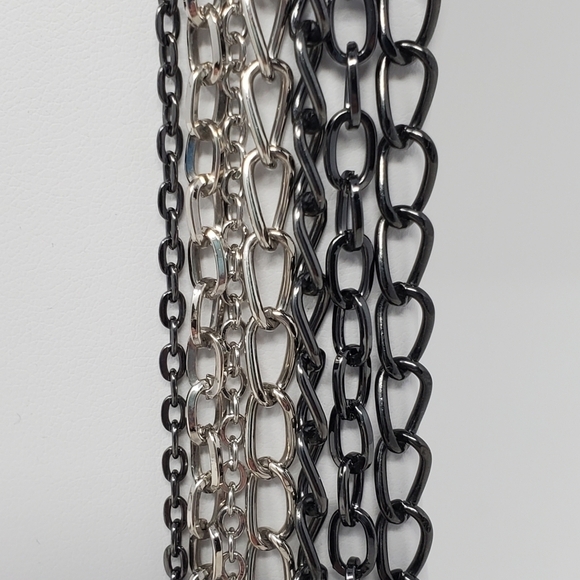 JENNY BIRD MULTI-STRAND CHAIN NECKLACE SILVER GUNMETAL FASHION JEWELRY WOMEN - Picture 8 of 16